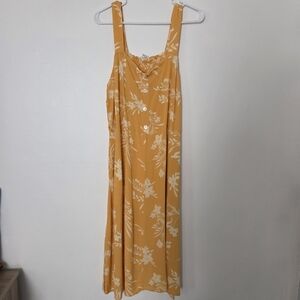 Candace Cameron Brue 1x Floral Yellow Midi Dress